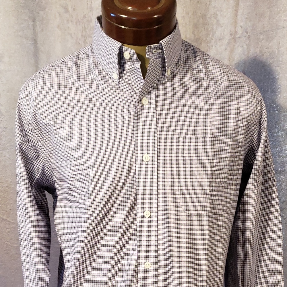 Ralph Lauren Shirt Men’s Slim Fit Non-Iron Purple Black Check Dress Long Sleeve